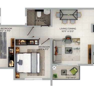 2Bhk Flat Provident Sunworth Phase 2 Floor Price Plan
