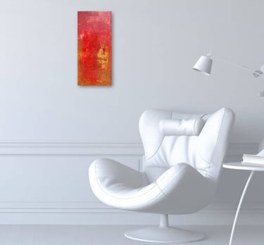 Œuvre d'art rouge sur MDF de Xirkys exposée dans un décor
