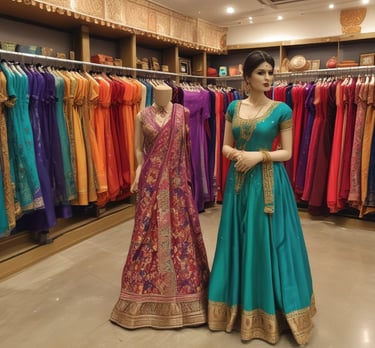 A vibrant display of various clothing categories.