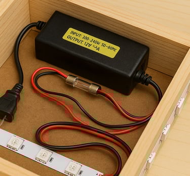 a box with a battery and a battery in it