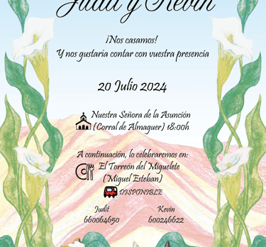 Invitación boda. Lápices de colores. Digitalización.