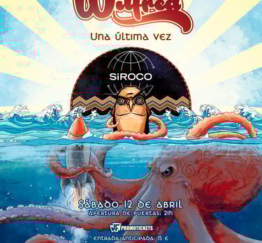 Cartel para eventos de conciertos de Mr. Wilfred. Obra digital. Válido para varios formatos de redes sociales e impresión.