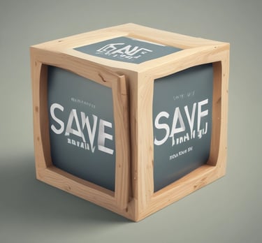 A three-dimensional cube with words on its visible sides, featuring 'LEARN' on the top, 'SAVE' on the left face, and 'INVEST' on the right face. The cube is rendered in a minimalist white and gray color palette, creating a clean and professional look.