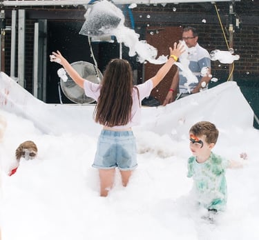 kids and adults loving the foam party