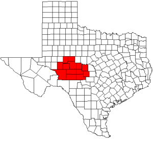 Map showing the Concho Valley, TX
