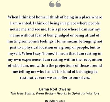 a kindle quote from Lama Rod Owens the new saints: from broken hearts to spiritual warriors