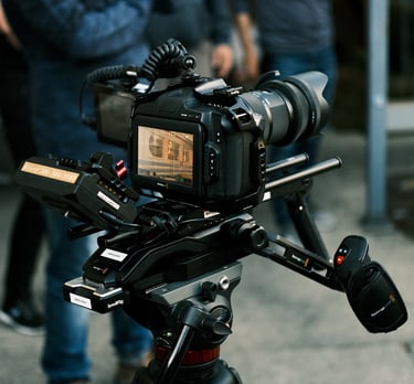Production services film: camera on a tripod with another camera beside it