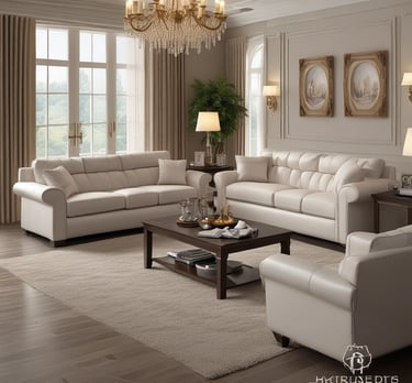 A stylish room featuring modern window blinds.