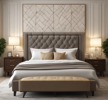 A stylish room featuring modern window blinds.