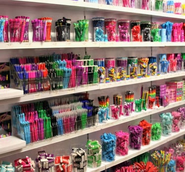 Stationary shelves in retail store