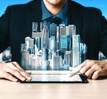 Real estate agent showing a property and financial advisor at work