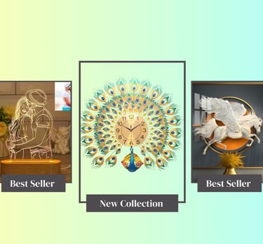a clock with a peacock feather on it and other best seller home decor items
