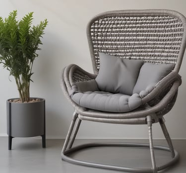 Modern metal frame lounge chair with sleek aluminum structure in a cozy living room setting