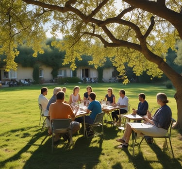 blue and white striped round textile