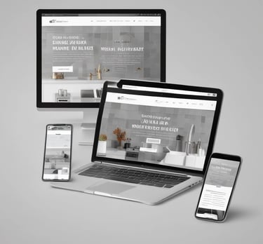 A vibrant mockup collage showing websites for a plumber and an electrician on modern devices