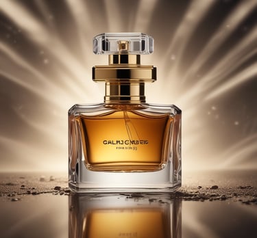 A vibrant display of assorted perfume bottles on a wooden shelf.