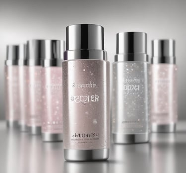 Various deodorant sticks and sprays arranged neatly on a bathroom counter.