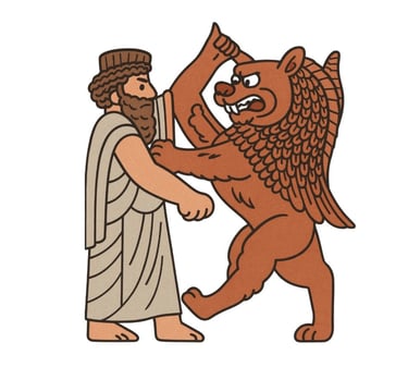 Ahura Mazda fighting the Ahriman