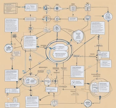 A team collaborating at a workstation filled with data charts and automation software.