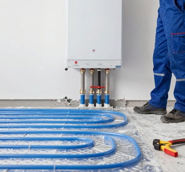 blue and white striped round textile