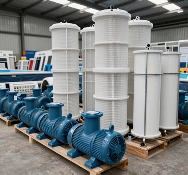 Close-up of a high-quality pool filter with water flowing through.