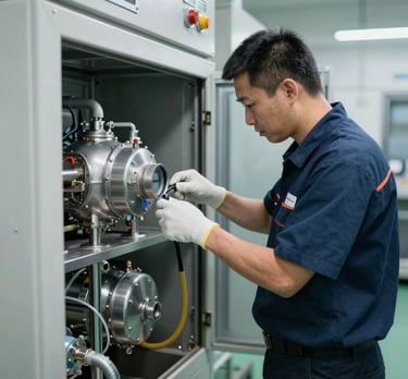 Smart pool control panel showing temperature and settings.