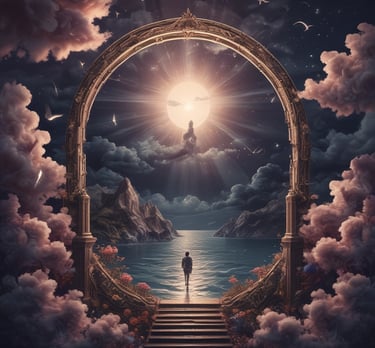 A serene tarot reading setup with purple and gold candles glowing softly.