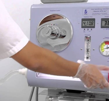 Professional colon hydrotherapy instrument used for colonic irrigation treatment in Kemet Oxy Clinic