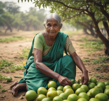 Close-up macro shot of a fiery red mango pickle jar glowing under neon lime light