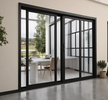 Set of aluminum and PVC window frames showcasing clean lines and sturdy construction.