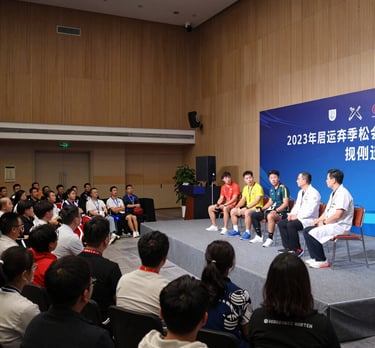 blue and white striped round textile