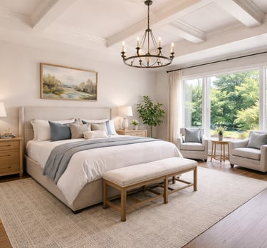 Master bedroom in Texas real estate property. Tranquilidad y patrimonio inmobiliario con Yasmin Real