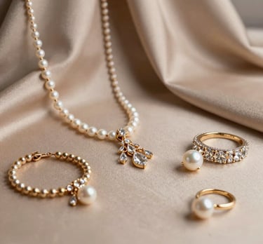 A pair of trendy earrings sparkling against a soft pastel background.