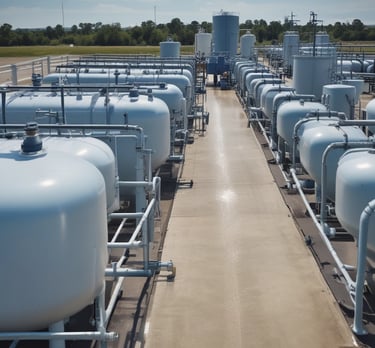 Technician inspecting a high-quality water treatment system at an industrial facility.