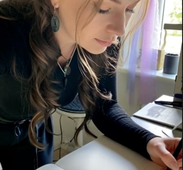 DreamSage Apparel Artist and Owner Designing