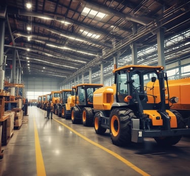 A detailed blueprint of a factory floor showing optimized workflow paths and machinery placement.