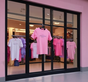 A collection of soft cotton t-shirts with uplifting messages displayed on hangers.