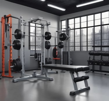 Functional training area with kettlebells, ropes, and mats arranged neatly.