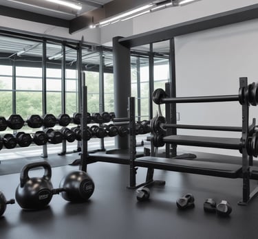 Bright, modern cardio machines lined up in a spacious gym with natural light.
