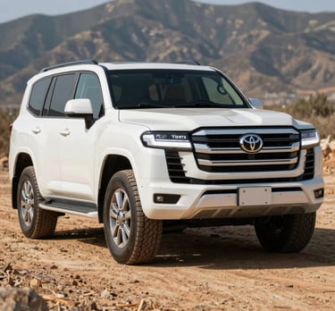 Sleek Toyota LC300 parked on a scenic Sri Lankan coastal road at sunset.