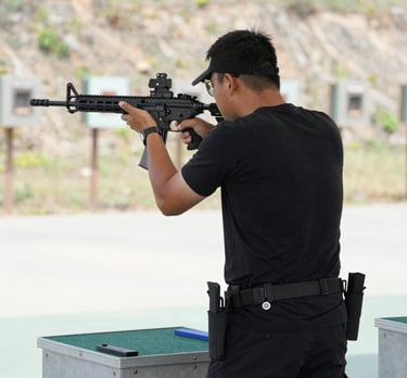Close-up of colorful tennis rackets and balls neatly stacked on a bright sports rack.