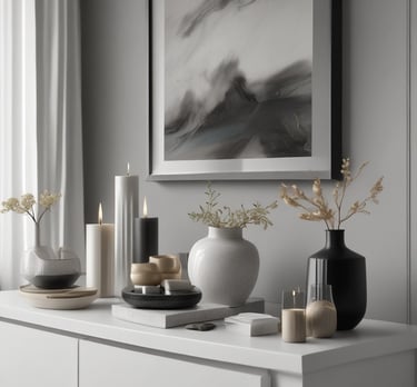 a table with candles and candles on it