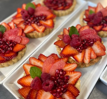 valentines treats strawberry tarts raspberry and pomegranate