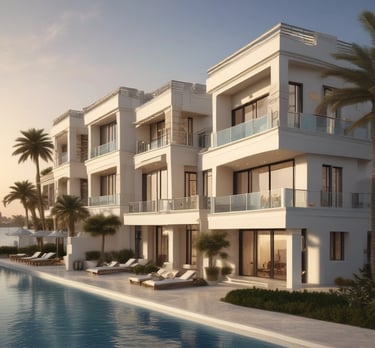 A luxurious villa with a private pool and landscaped garden in a quiet Dubai residential community.