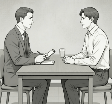 two males in an interview