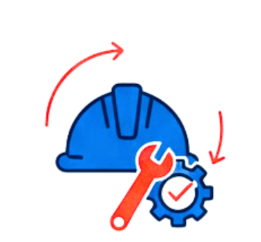 icono de casco y herramienta con engranaje