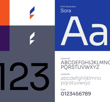 typography, colors and icons of the visual identity results
