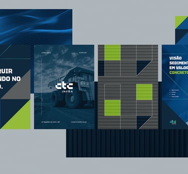 Advertisements, textures and elements of the CTC Infra visual identity