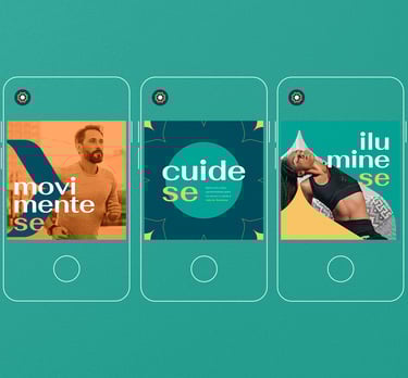 posts for social networks with the visual identity of Espaço Lana