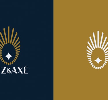 Luz & Axé logo and symbol applied on a gold and blue background